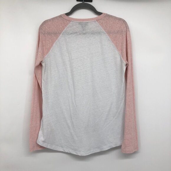 Roots Pink & White Raglan Sleeve Long Sleeve Baseball T-Shirt size M - Picture 2 of 16